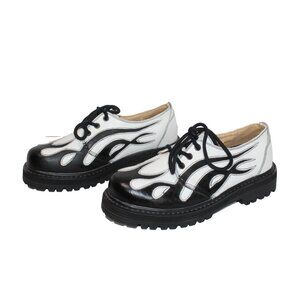 Sha Sha Tribal Flame Black & White Platform Shoes Grunge VTG 90s Y2K Mens 9.5